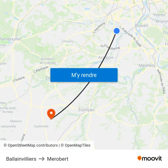 Ballainvilliers to Merobert map