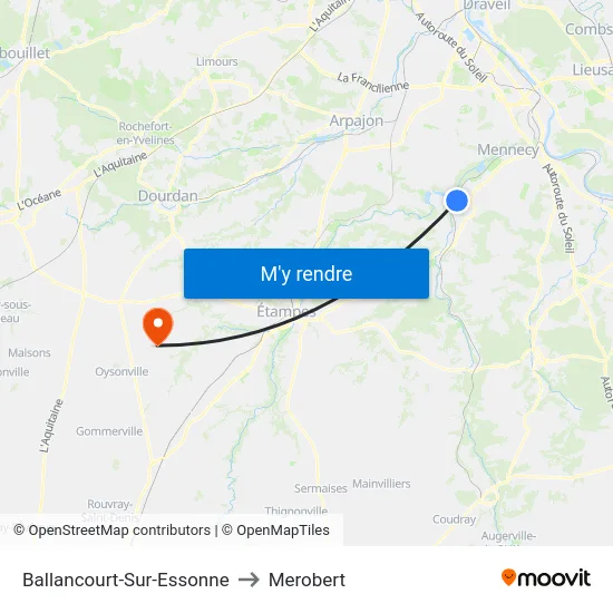 Ballancourt-Sur-Essonne to Merobert map