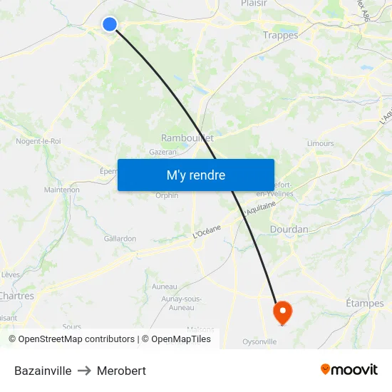 Bazainville to Merobert map