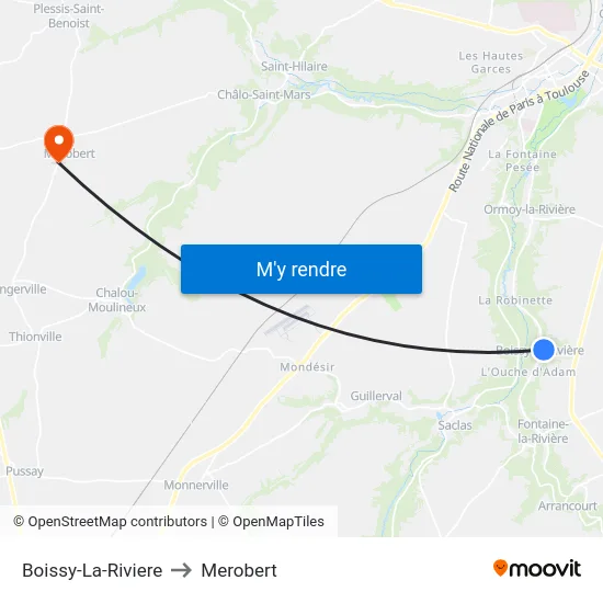 Boissy-La-Riviere to Merobert map
