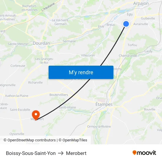 Boissy-Sous-Saint-Yon to Merobert map