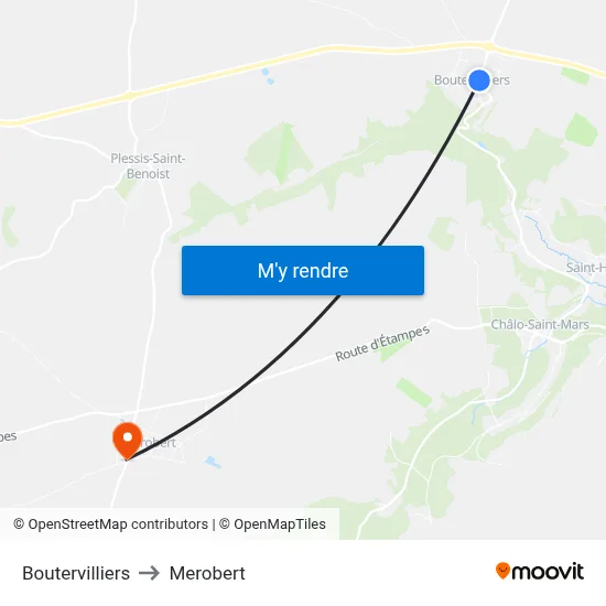 Boutervilliers to Merobert map