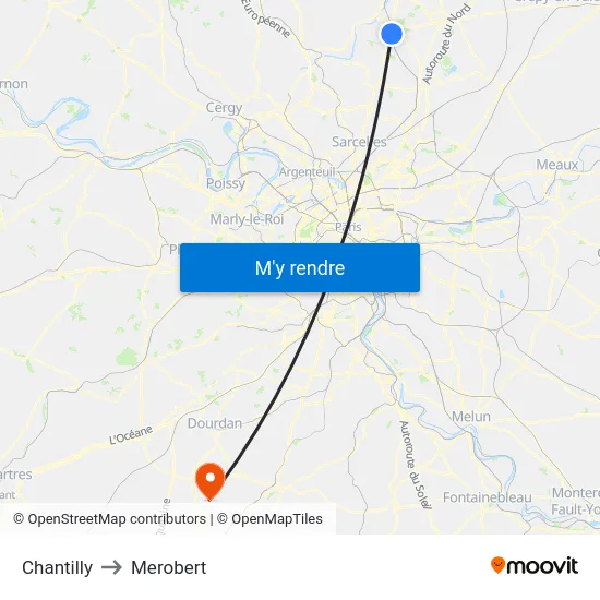 Chantilly to Merobert map