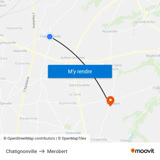 Chatignonville to Merobert map