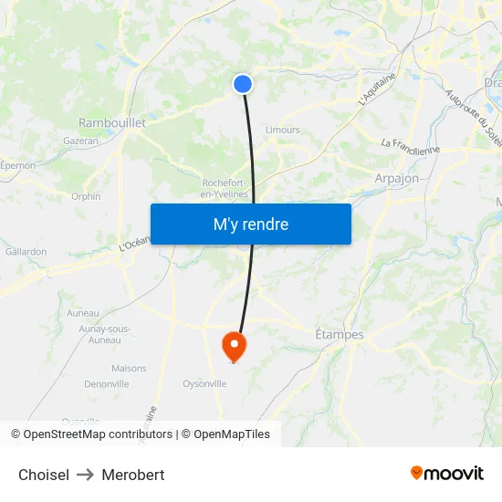 Choisel to Merobert map