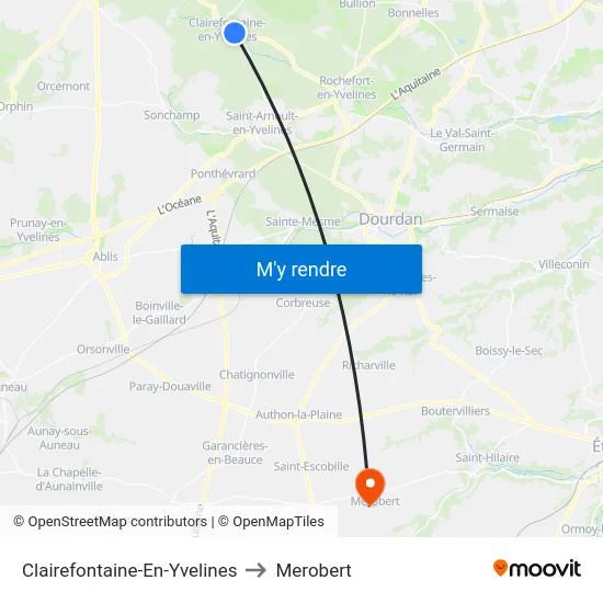 Clairefontaine-En-Yvelines to Merobert map