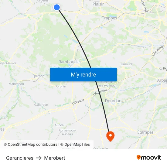 Garancieres to Merobert map