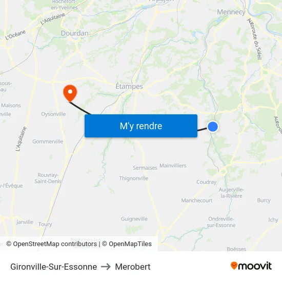 Gironville-Sur-Essonne to Merobert map