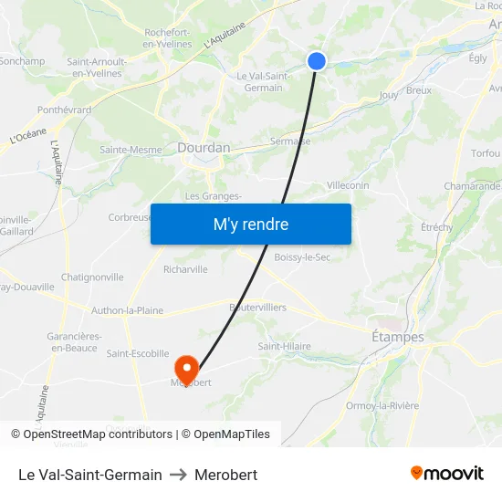 Le Val-Saint-Germain to Merobert map