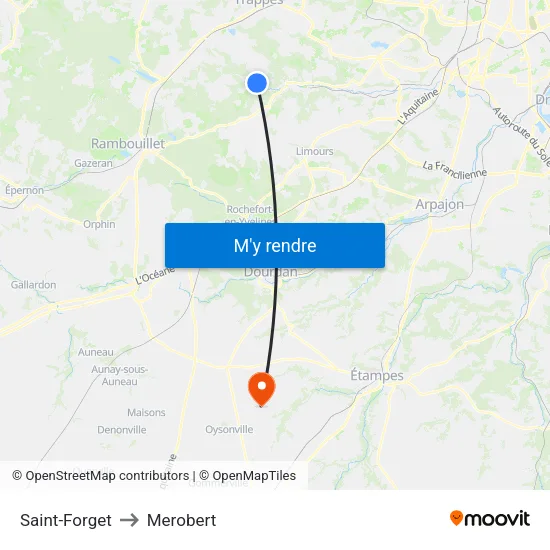 Saint-Forget to Merobert map