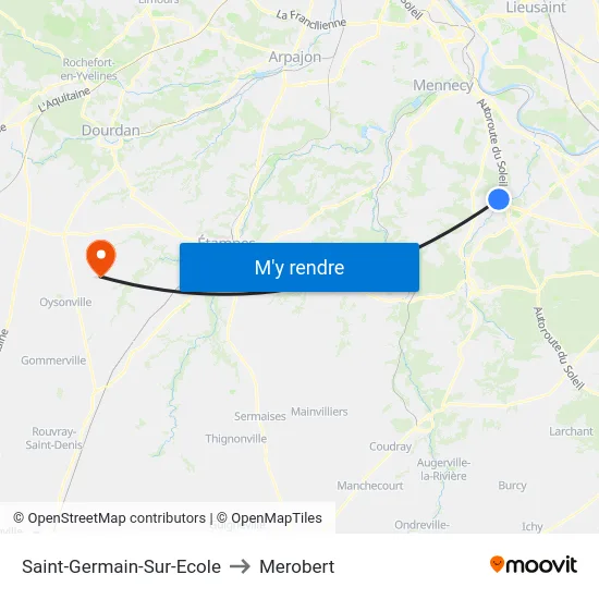Saint-Germain-Sur-Ecole to Merobert map
