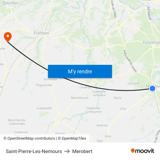 Saint-Pierre-Les-Nemours to Merobert map