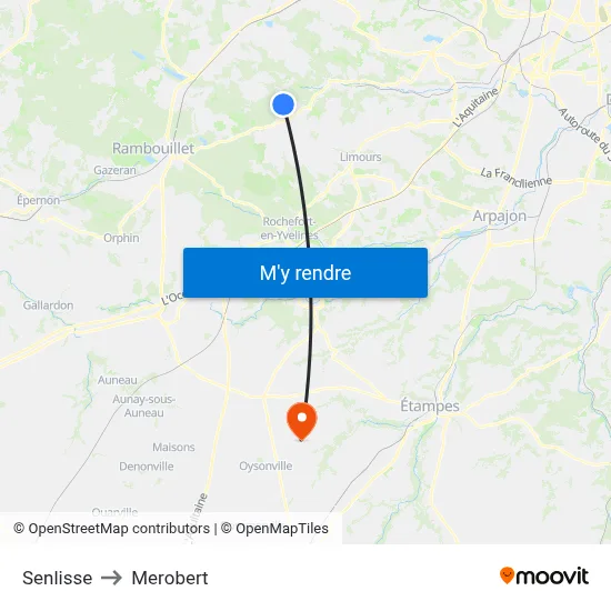 Senlisse to Merobert map