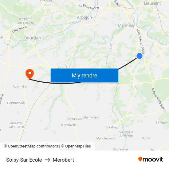 Soisy-Sur-Ecole to Merobert map