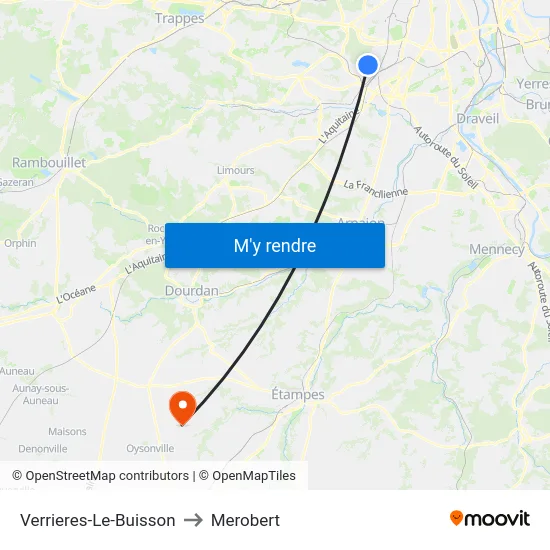 Verrieres-Le-Buisson to Merobert map