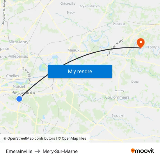 Emerainville to Mery-Sur-Marne map