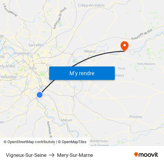 Vigneux-Sur-Seine to Mery-Sur-Marne map