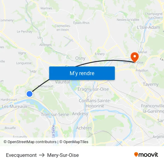 Evecquemont to Mery-Sur-Oise map