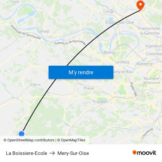 La Boissiere-Ecole to Mery-Sur-Oise map