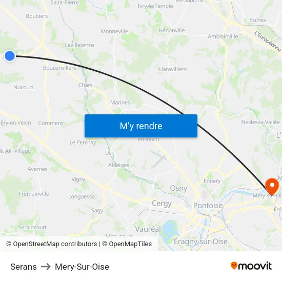 Serans to Mery-Sur-Oise map