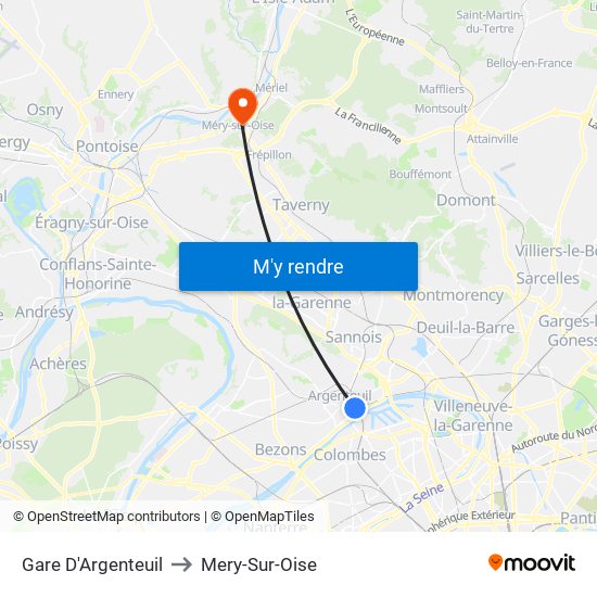 Gare D'Argenteuil to Mery-Sur-Oise map
