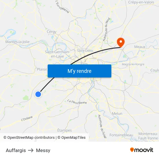 Auffargis to Messy map