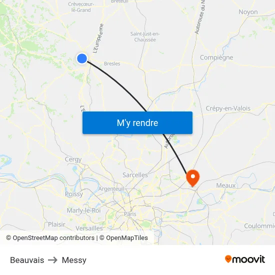 Beauvais to Messy map