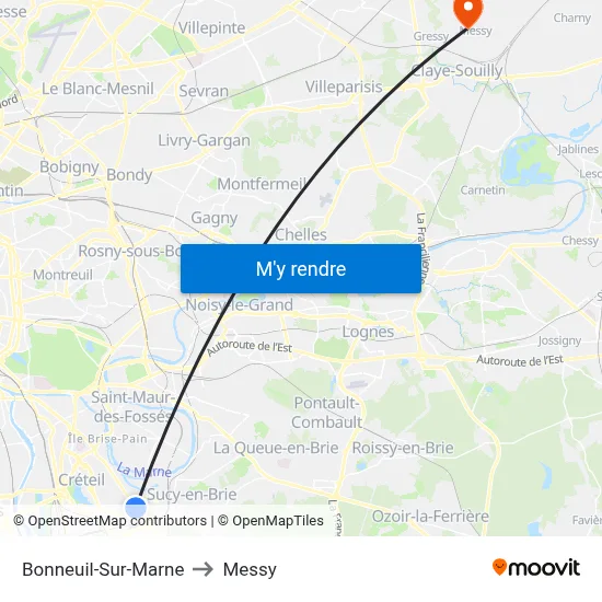 Bonneuil-Sur-Marne to Messy map