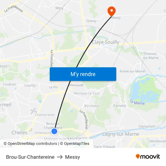 Brou-Sur-Chantereine to Messy map