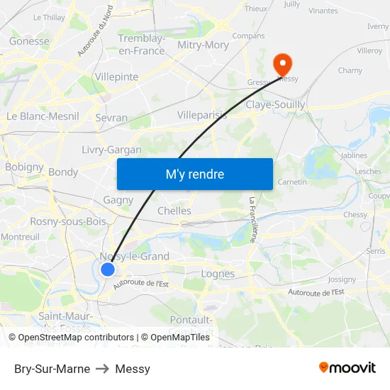 Bry-Sur-Marne to Messy map