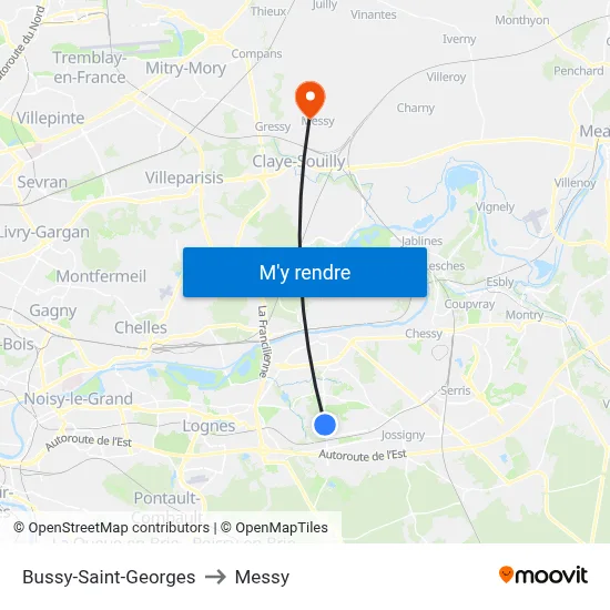 Bussy-Saint-Georges to Messy map
