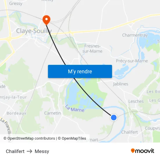 Chalifert to Messy map