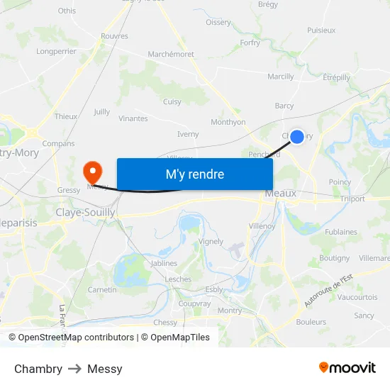 Chambry to Messy map