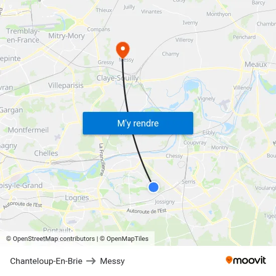 Chanteloup-En-Brie to Messy map