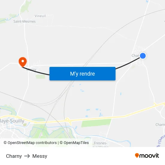 Charny to Messy map