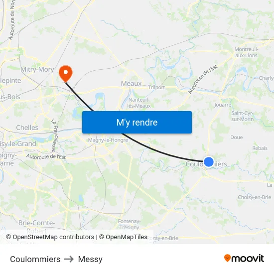 Coulommiers to Messy map