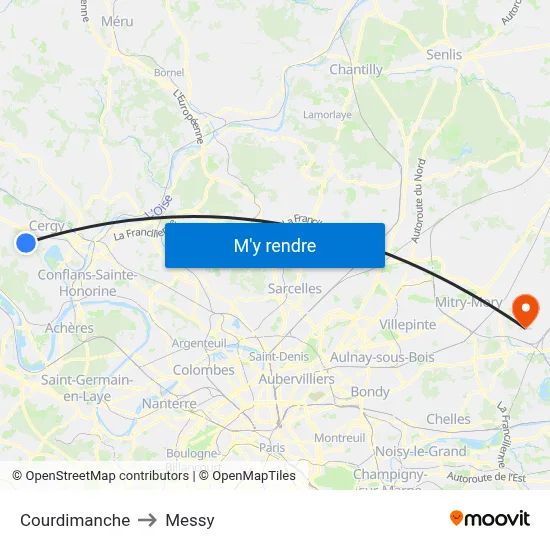 Courdimanche to Messy map