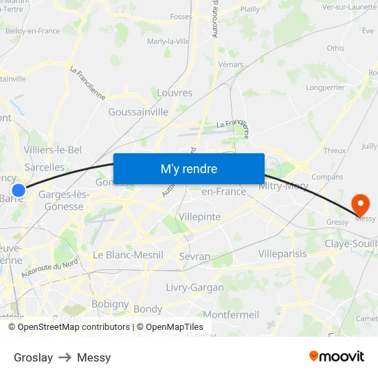 Groslay to Messy map