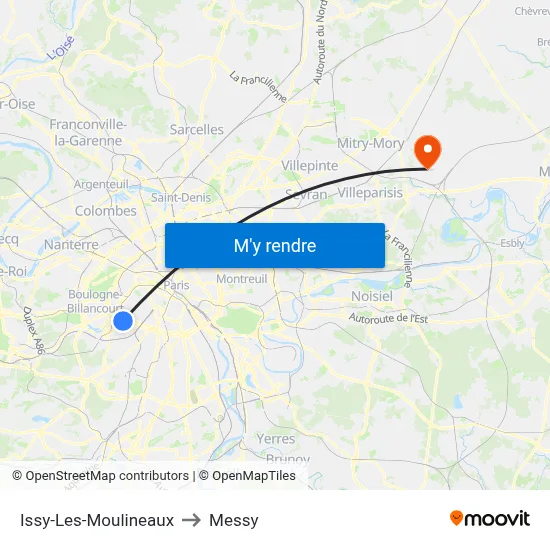 Issy-Les-Moulineaux to Messy map