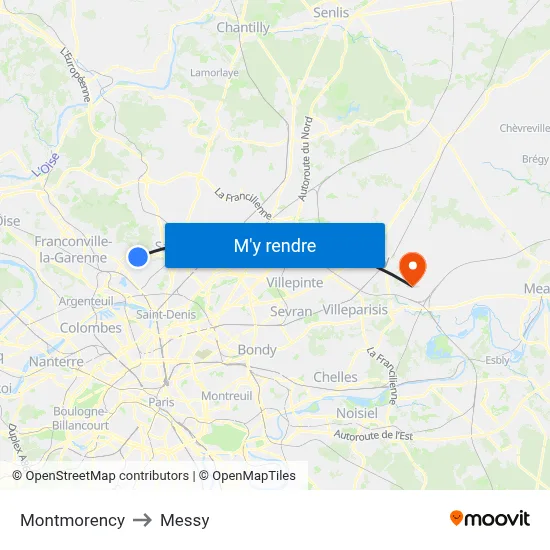 Montmorency to Messy map