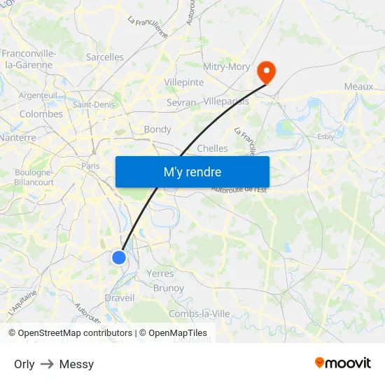 Orly to Messy map