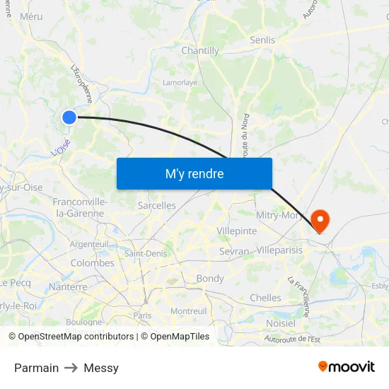 Parmain to Messy map