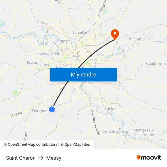 Saint-Cheron to Messy map
