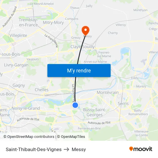 Saint-Thibault-Des-Vignes to Messy map