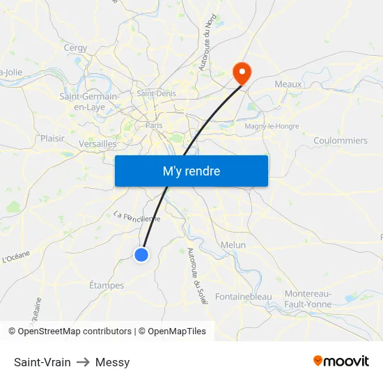 Saint-Vrain to Messy map