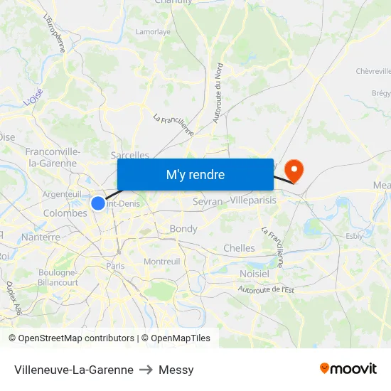 Villeneuve-La-Garenne to Messy map