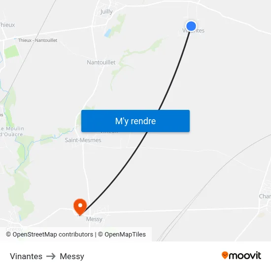 Vinantes to Messy map