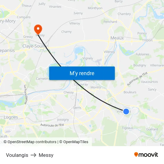 Voulangis to Messy map
