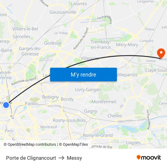 Porte de Clignancourt to Messy map