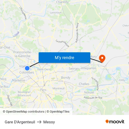 Gare D'Argenteuil to Messy map